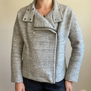 J Brand Pallenberg Moto Jacket Gray Wool Cotton Blend Biker Minimalist Coat Sz S